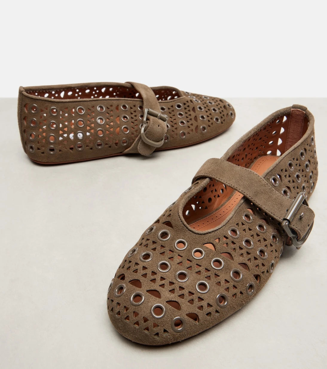 Alaïa - La Ballerine suede Mary Jane flats