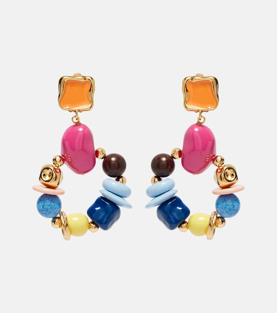 Oscar de la Renta - Seaglass beaded clip-on earrings