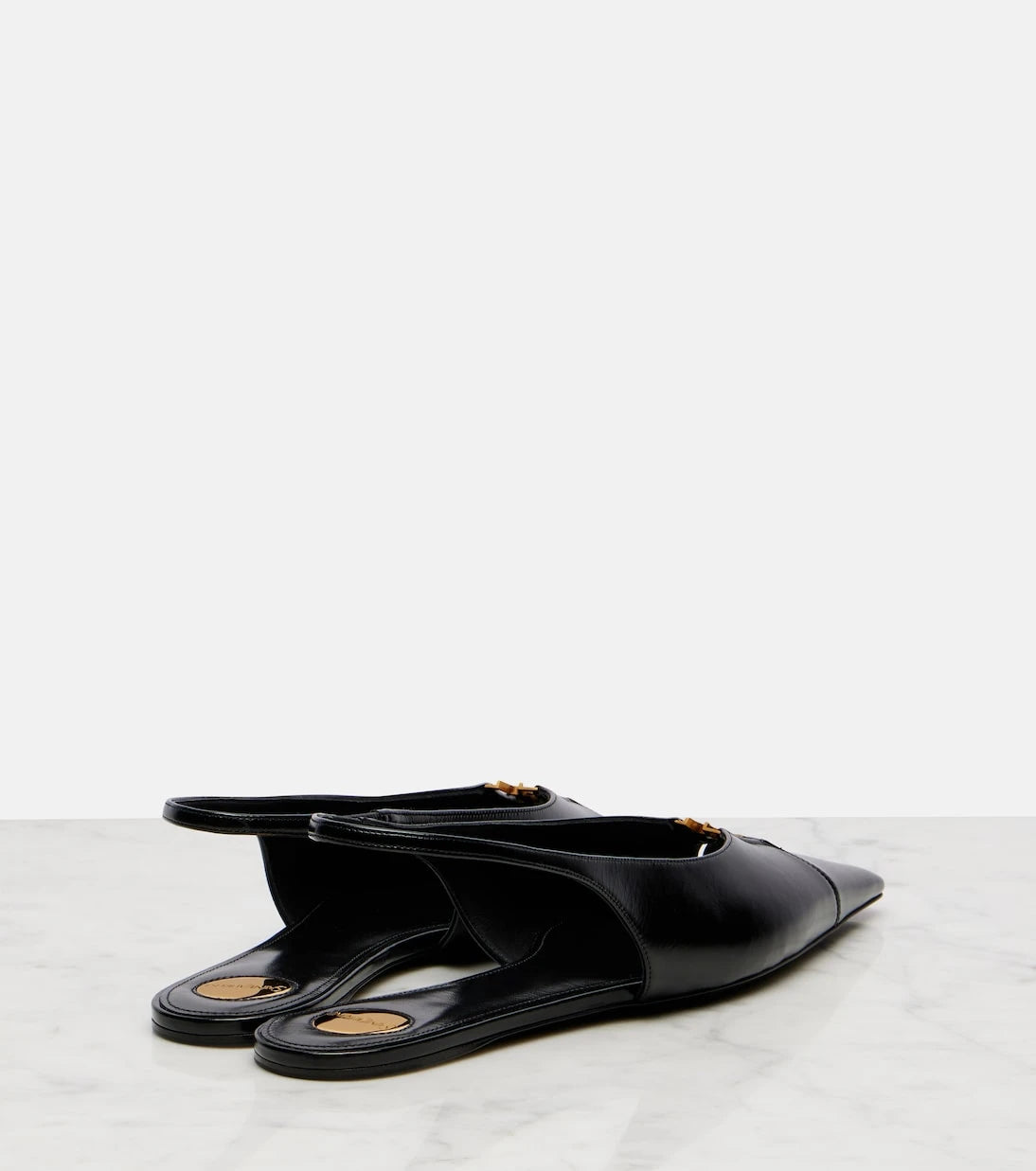 سان لوران - حذاء بابيلون فلات Slingback من الجلد