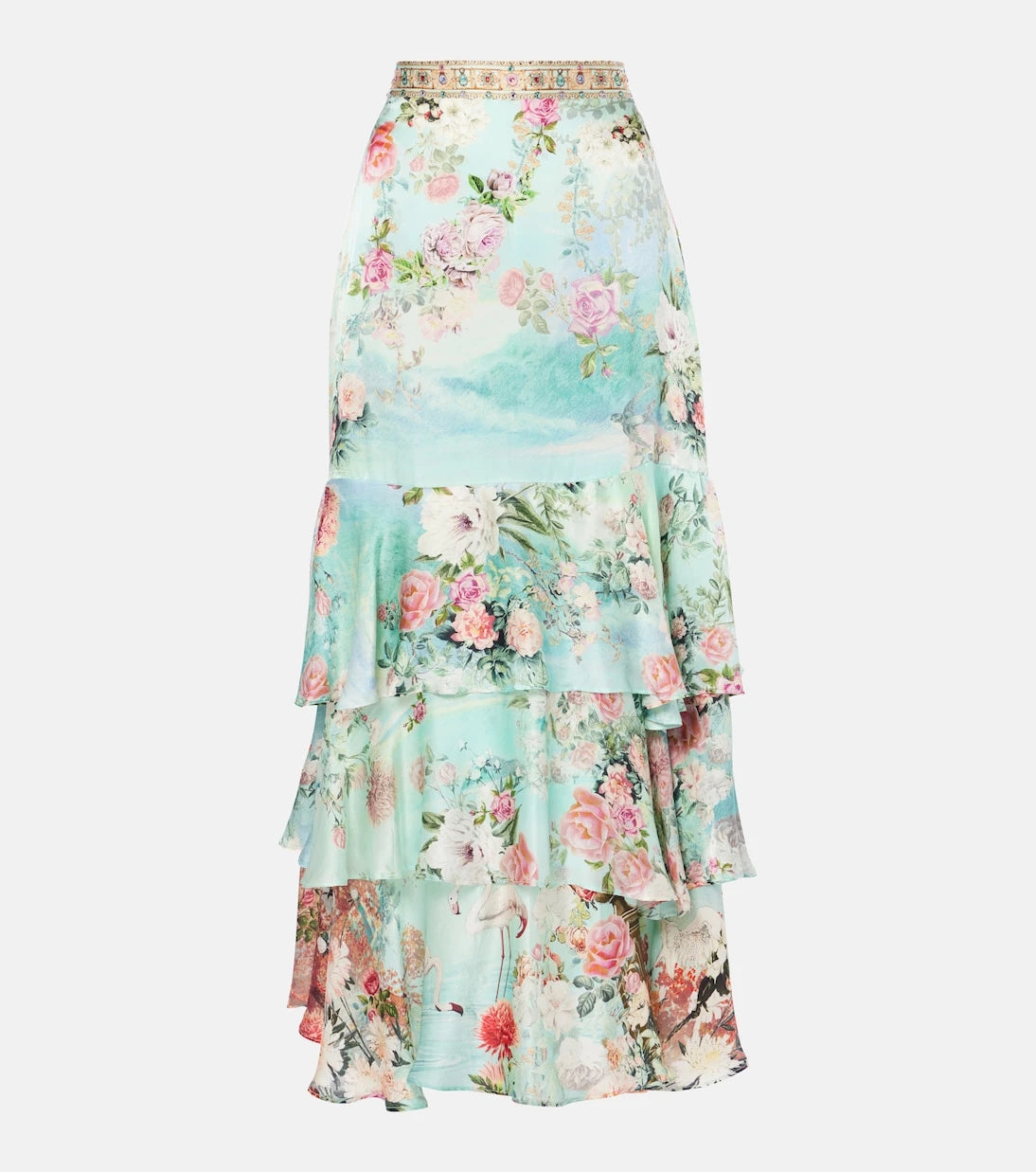 Camilla - Ruffled tiered silk maxi skirt