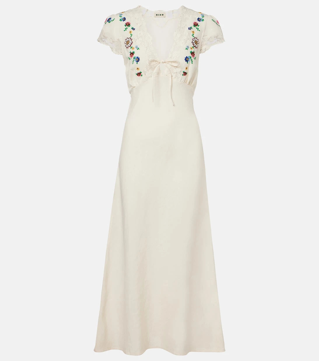 Rixo - Amari embroidered linen-blend midi dress