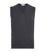 John Smedley Grey Merino Wool V-Neck Sweater Vest