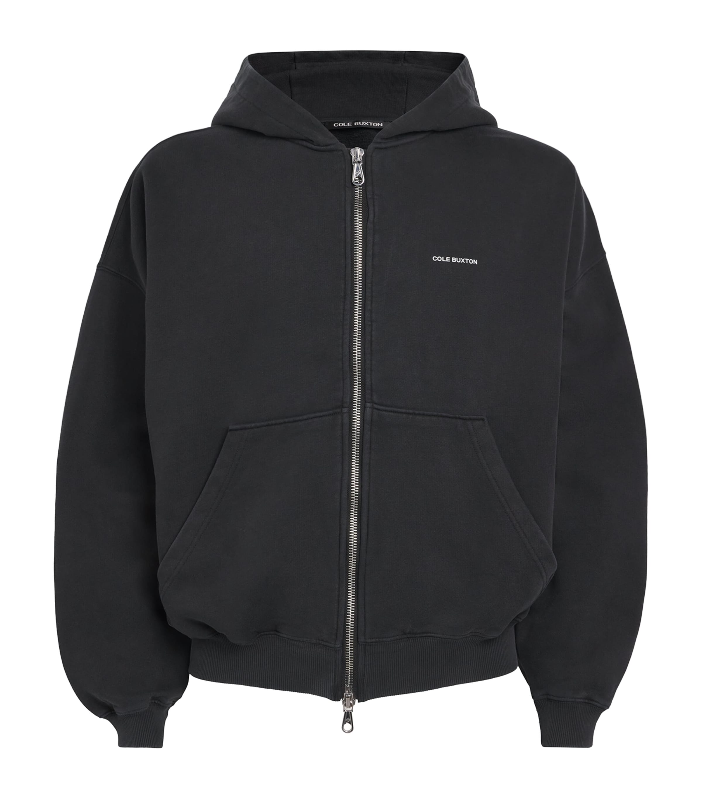 COLE BUXTON Black Cotton Mini Logo Zip-Up Hoodie