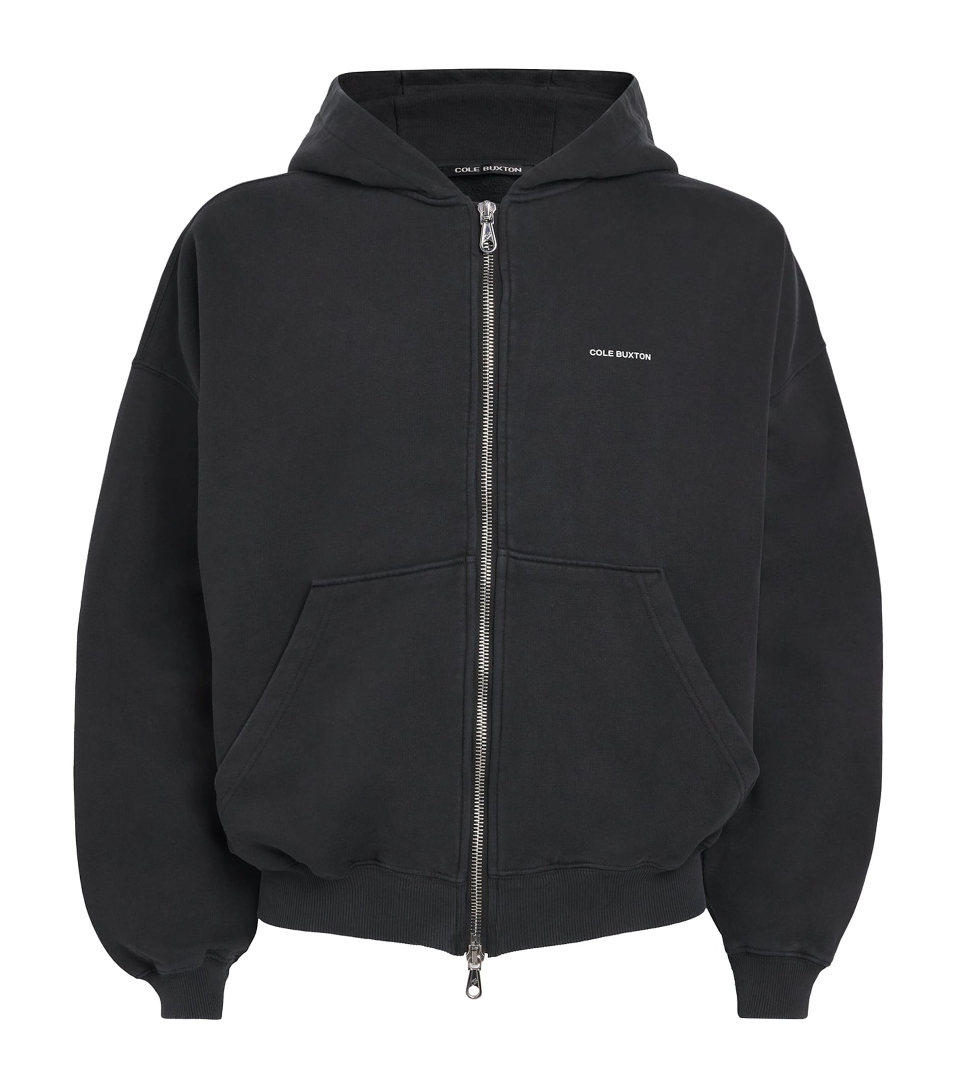 COLE BUXTON Black Cotton Mini Logo Zip-Up Hoodie