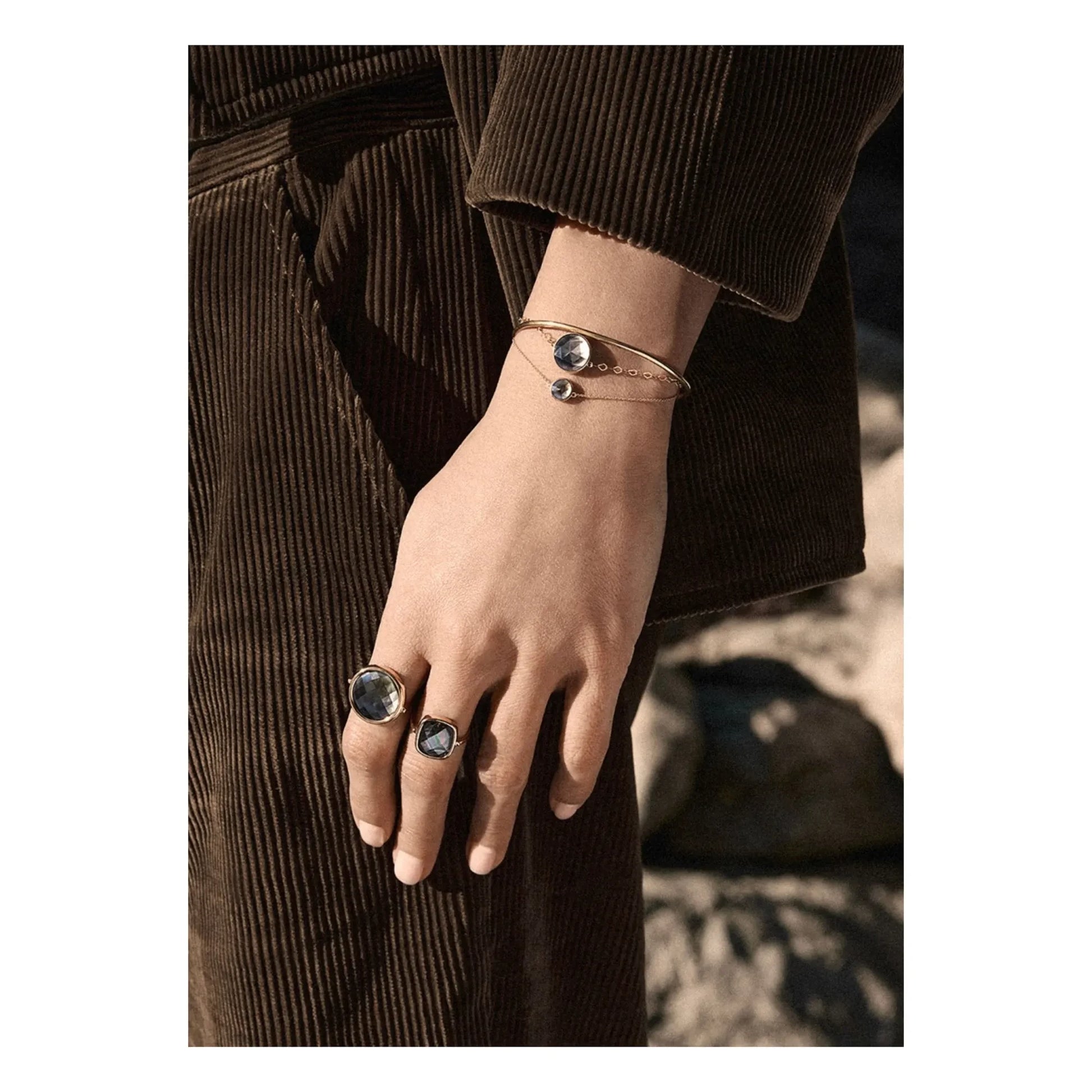 Ginette NY - Disc Mini Pixie Ever Black Bracelet | Pink Gold