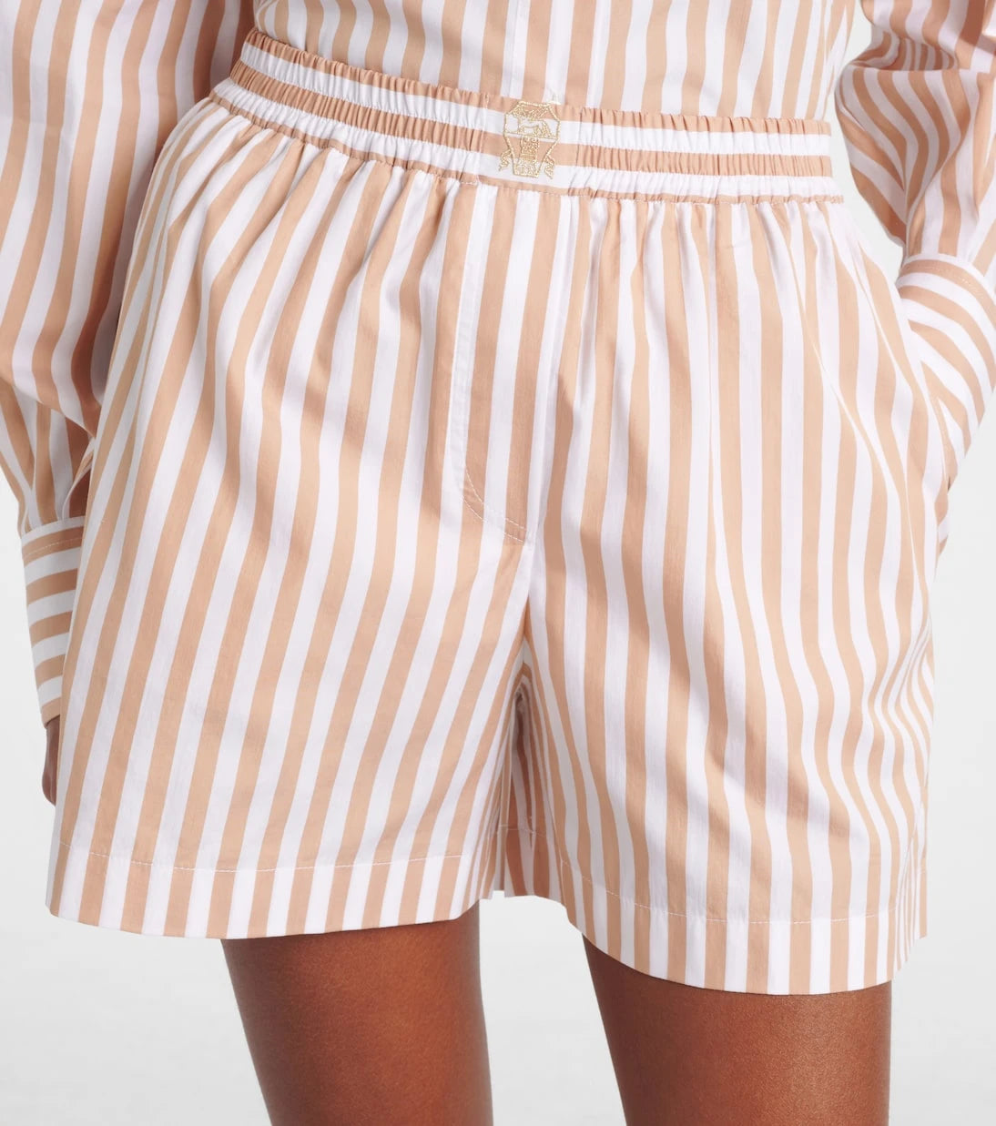Brunello Cucinelli - Striped cotton and silk Bermuda shorts