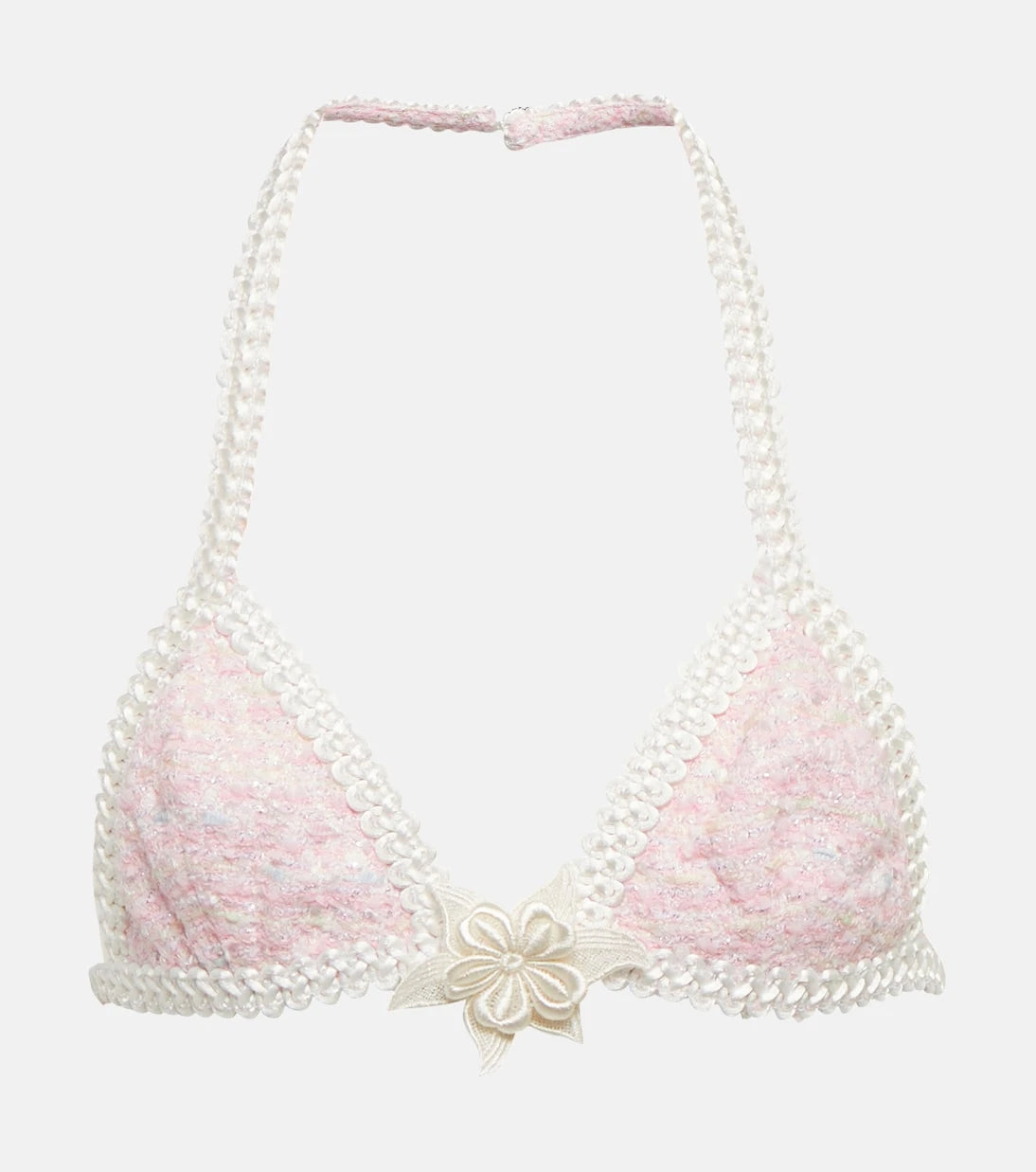 Alessandra Rich - Embroidered cotton-blend Lurex® bra