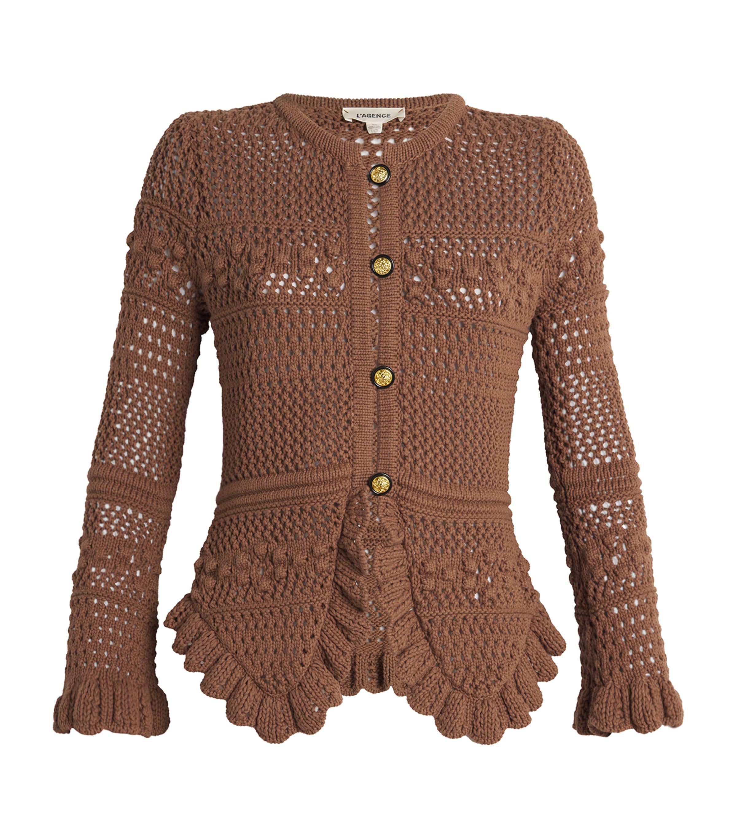 L'Agence Brown Open-Stitch Kiva Cardigan