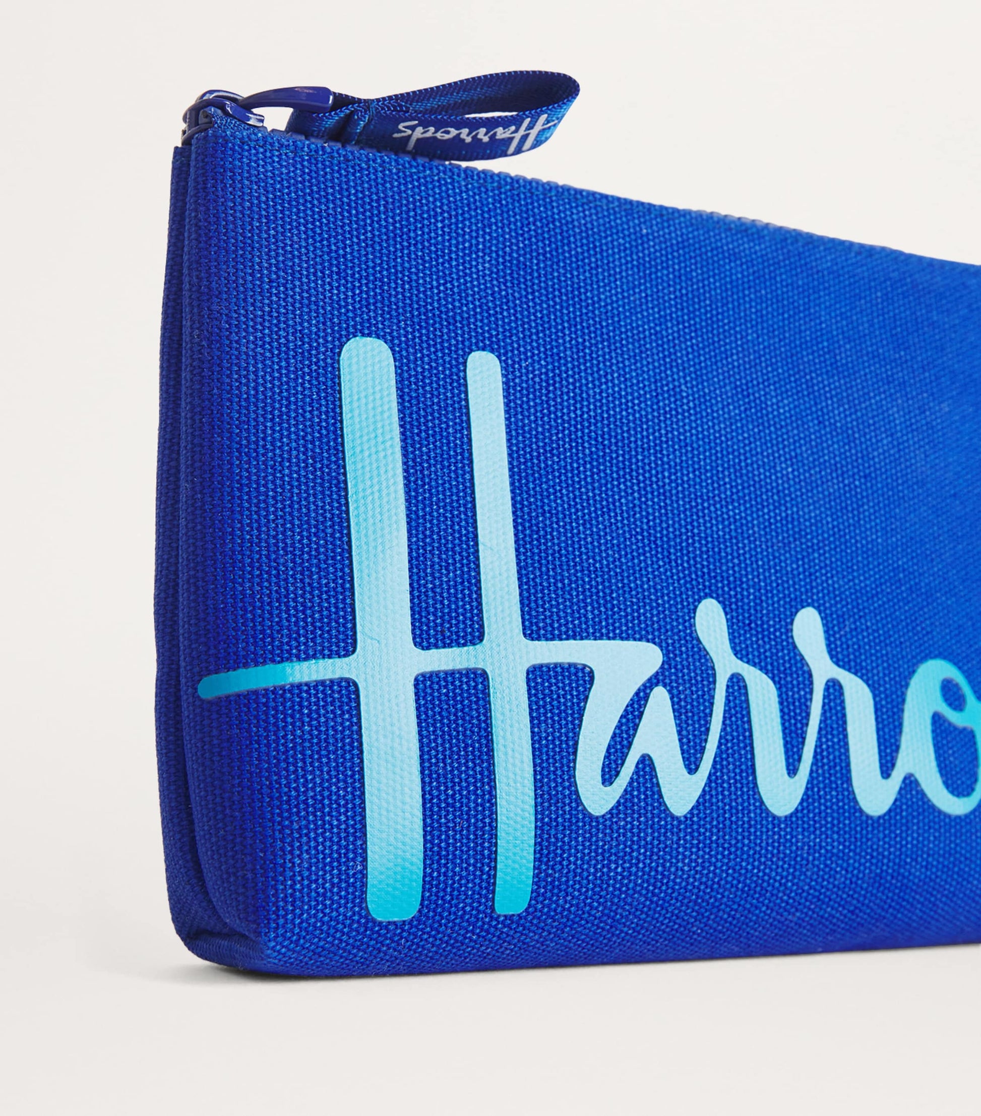 Harrods Blue Small Cotton Logo Pouch
