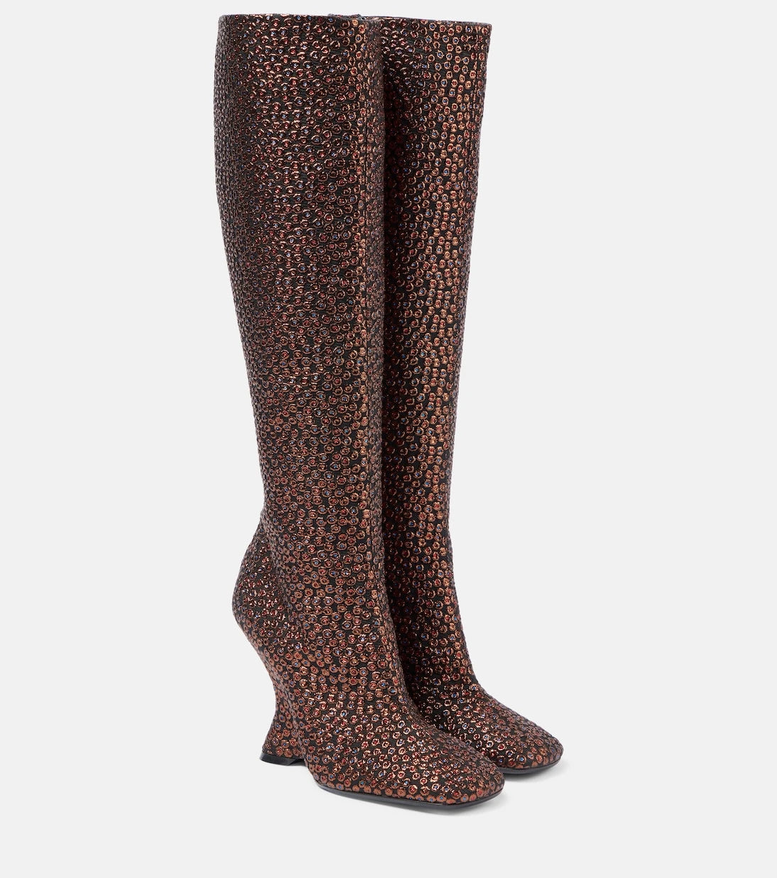 Dries Van Noten - 105 glitter wedge knee-high boots