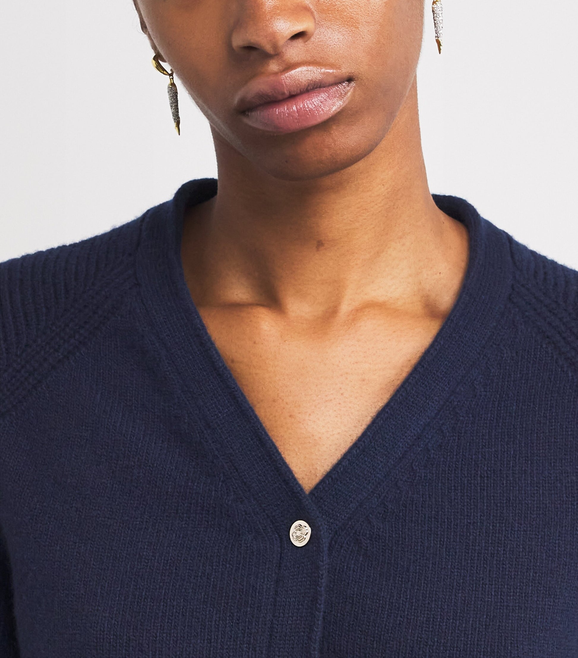 Blue Wool Shirt-Style Cardigan