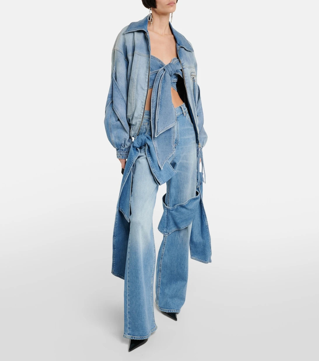 Blumarine - Bow-detail denim crop top