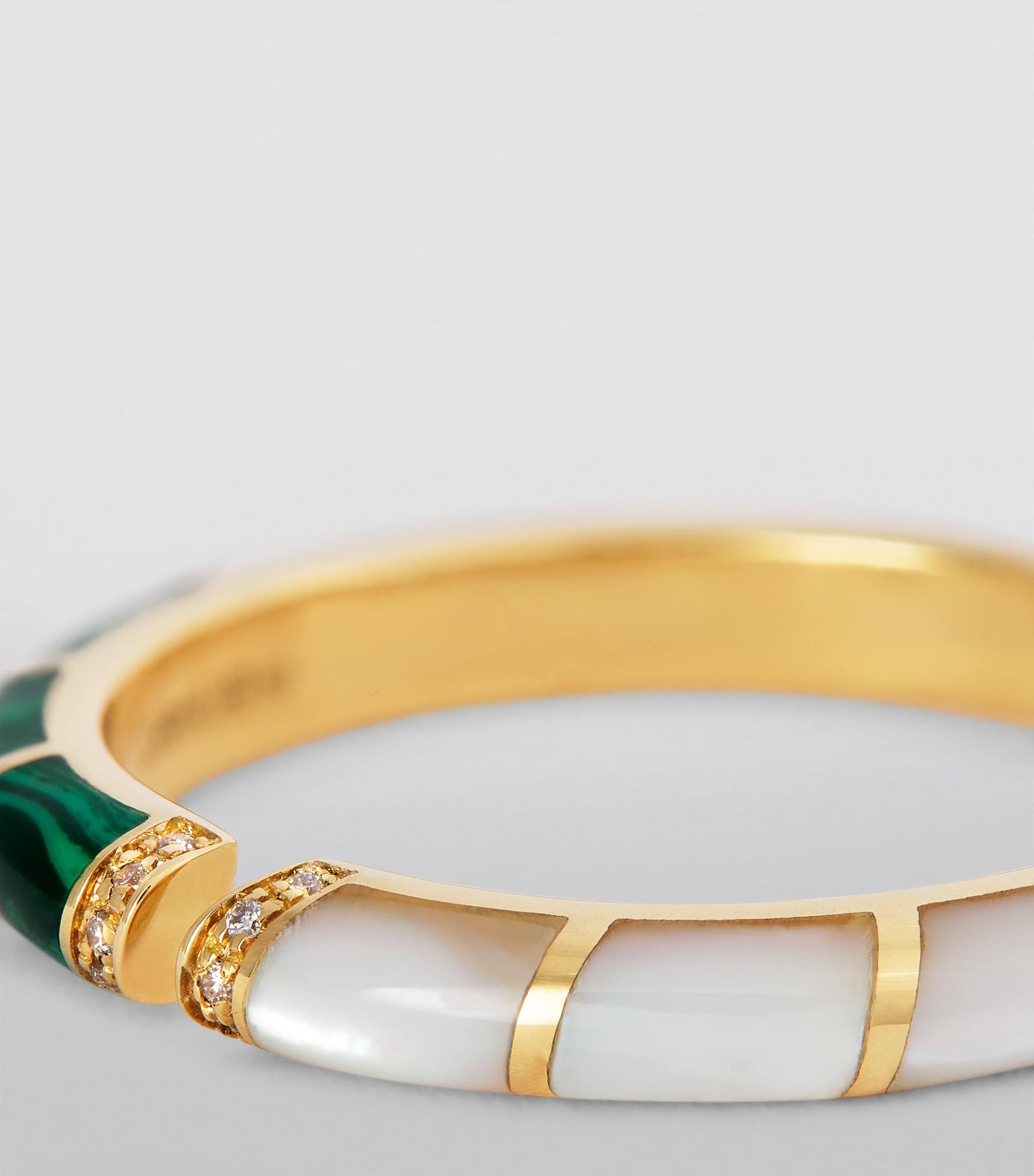 Yellow Gold, Diamond, Malachite and Mother-of-Pearl Psychedeliah Ring