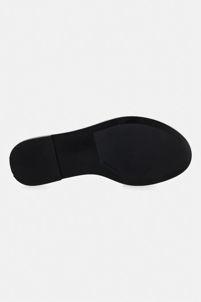Calvin Klein чехли дамски от кожа ROUND FLAT SNDL LTH BAR HW 2