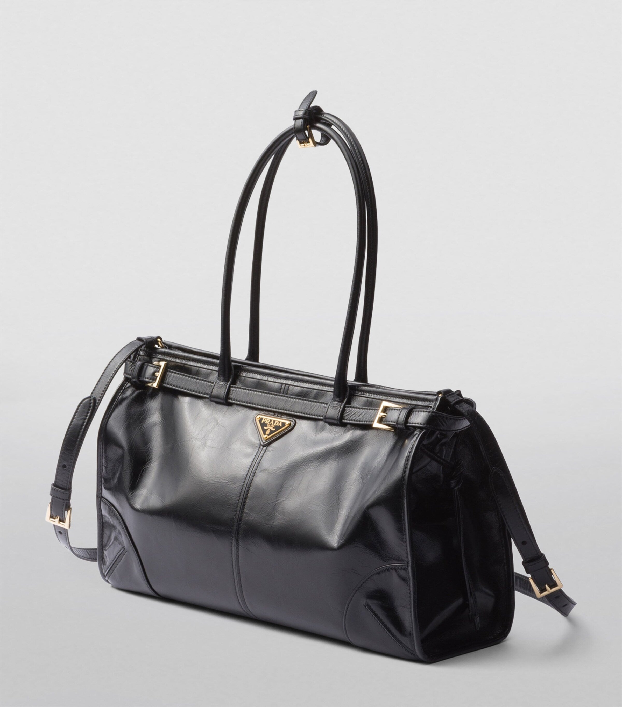 Prada Black Large Leather Bonnie Top-Handle Bag