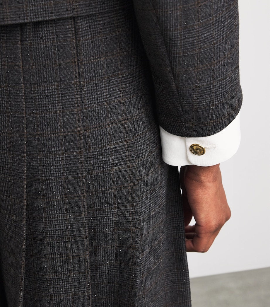 Checked Rhinestone-Embellished Jacket