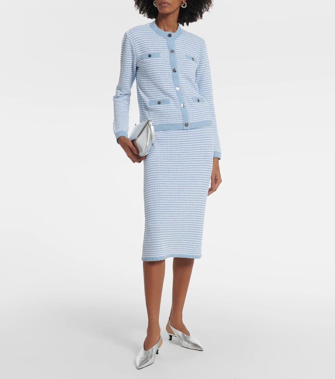 Tory Burch - High-rise knitted cotton-blend midi skirt