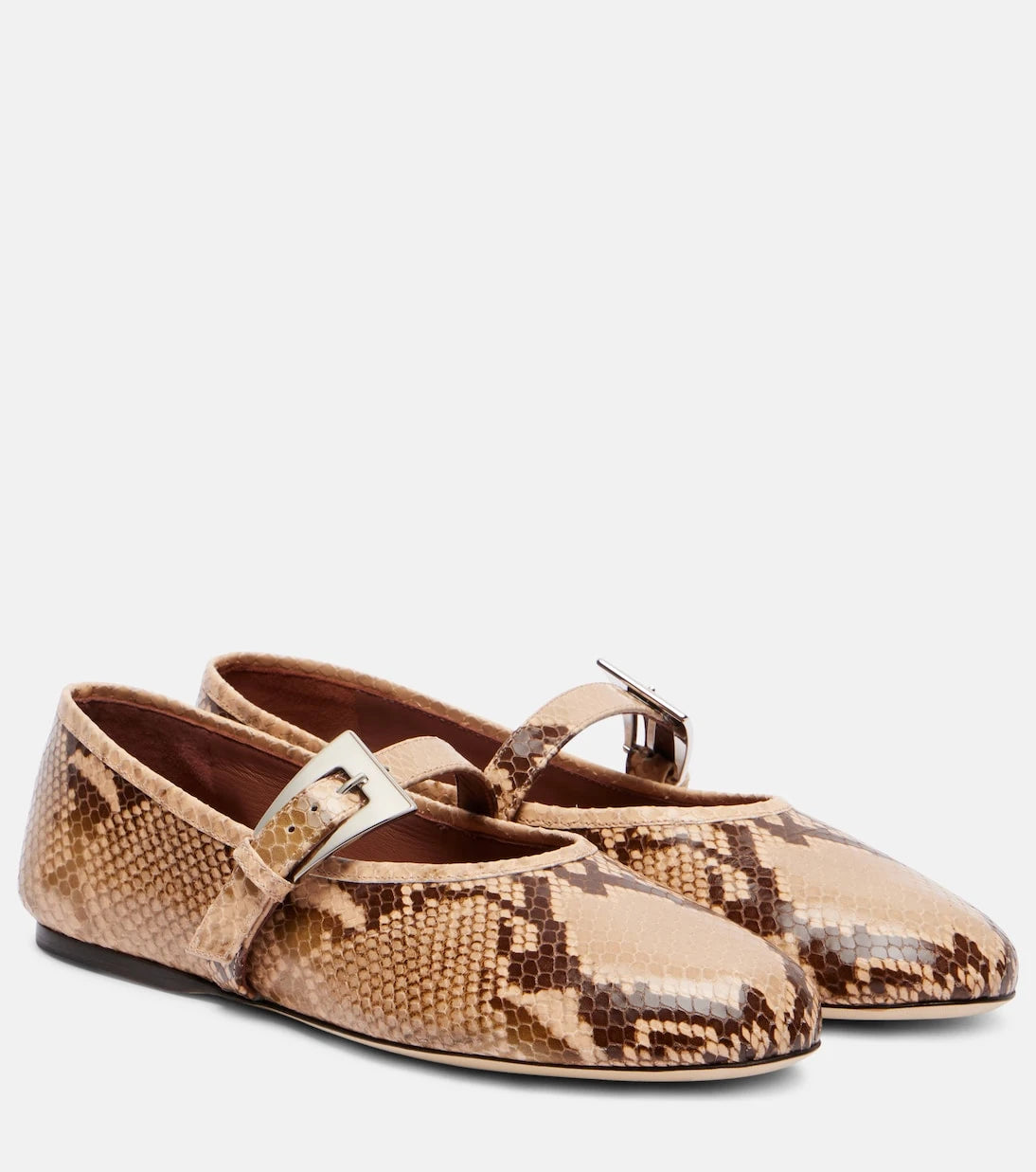 Paris Texas - Sveva snake-effect leather ballet flats