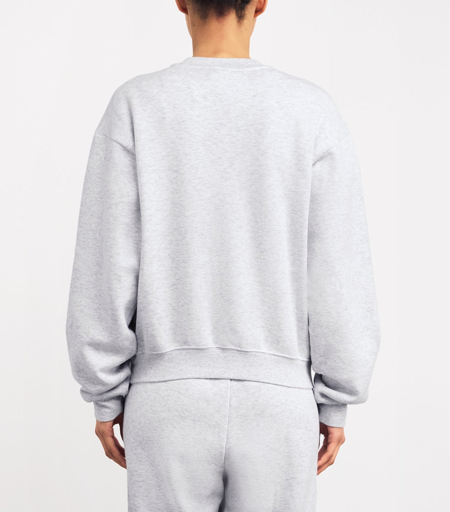Skims Grey Cotton-Blend Fleece Classic Sweatshirt