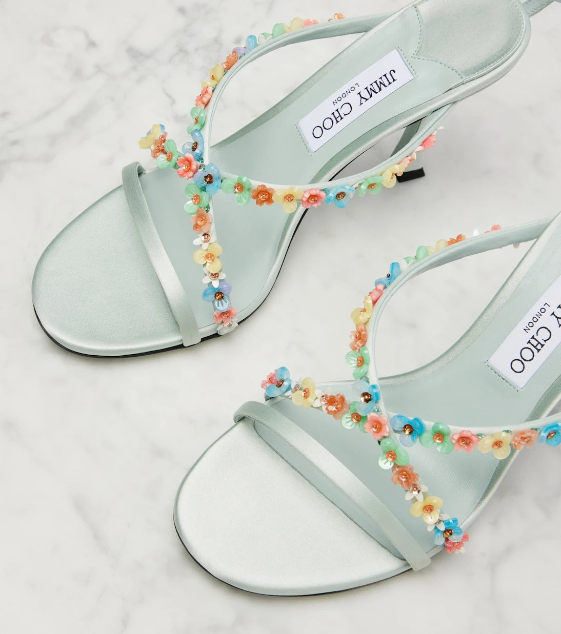 Jimmy Choo - صندل بلانش 90 من الساتان بنقشة الزهور