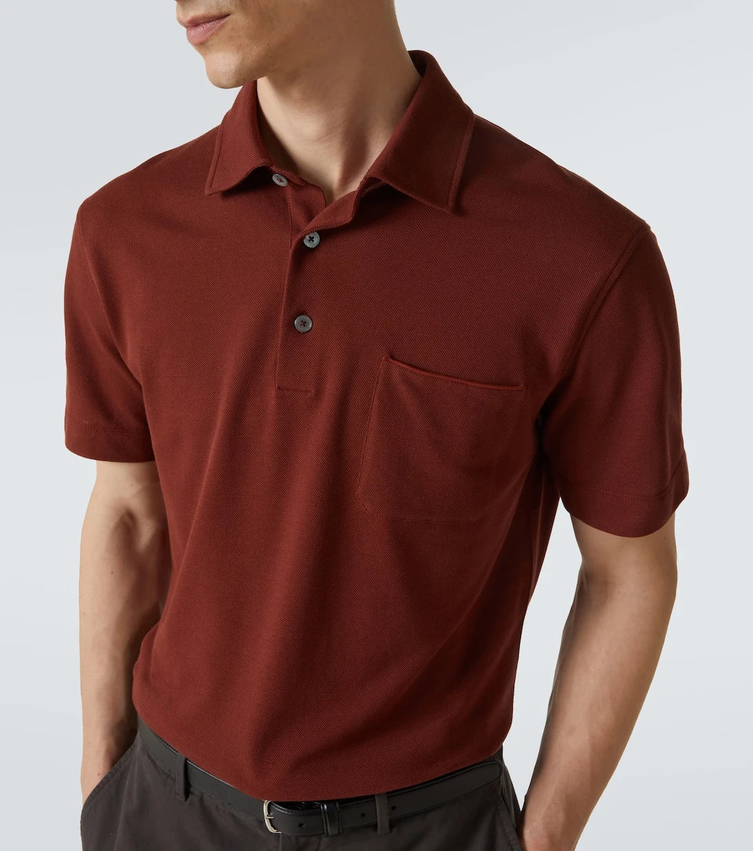 Zegna - قميص بولو من قطن البيكيه