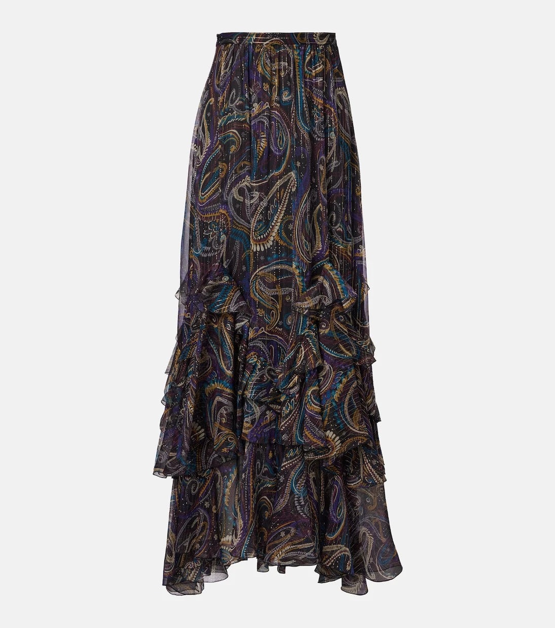 Etro - Paisley plissé silk-blend maxi skirt
