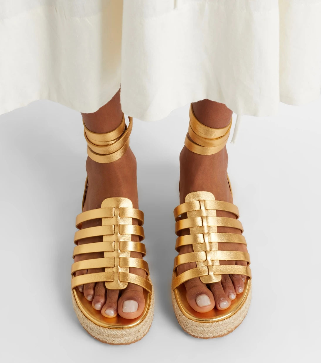Gianvito Rossi - Pompei metallic leather espadrille sandals