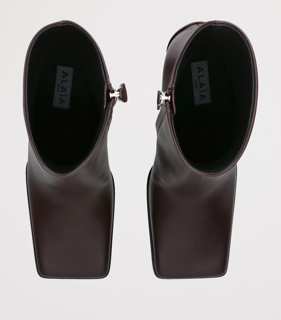 Alaïa Brown Leather Square-Toe Ankle Boots 90