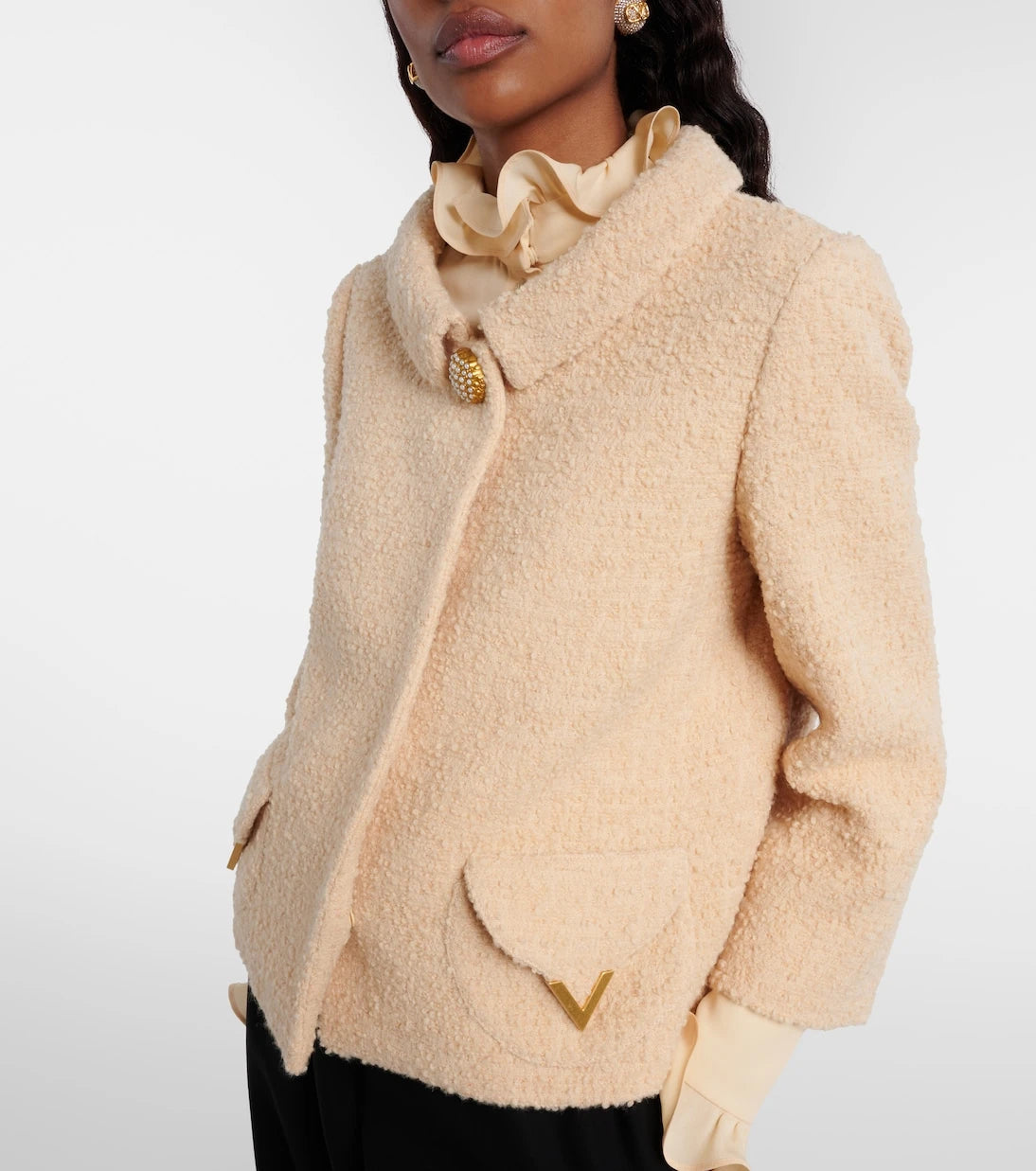 Valentino - Embellished wool-blend tweed jacket