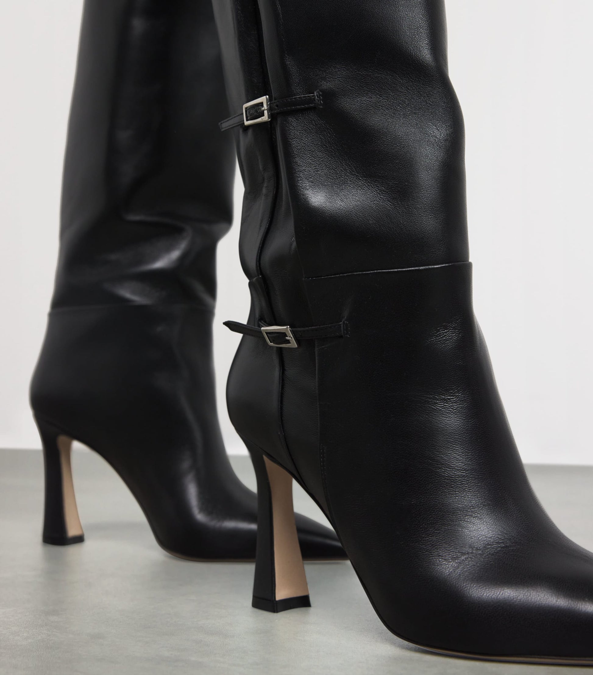 Black Leather Nolan Knee-High Boots 90