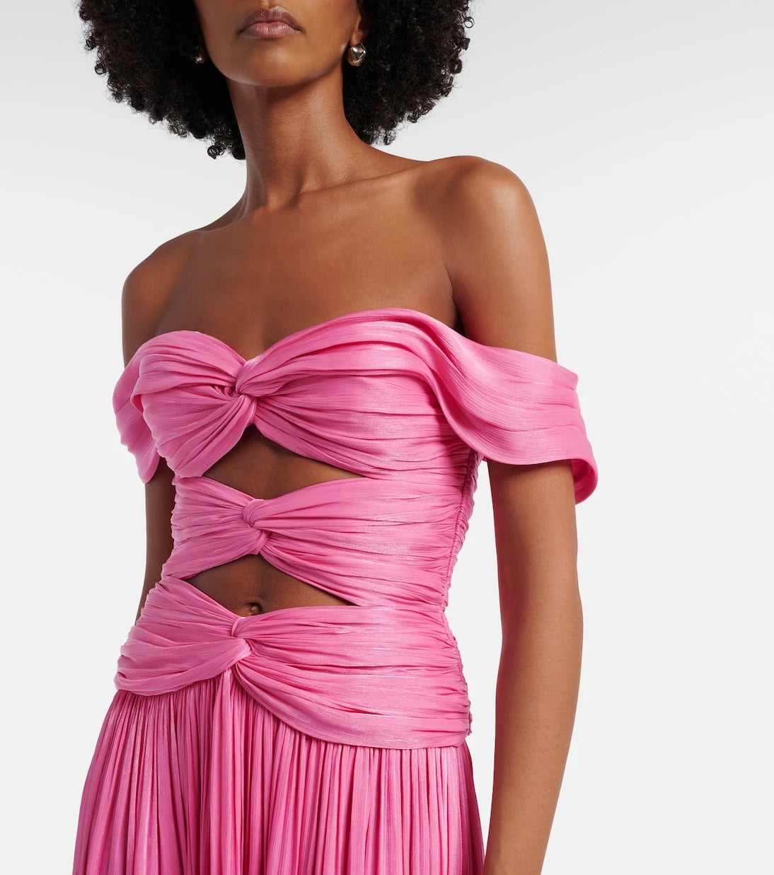 Costarellos - Cutout Lurex georgette gown