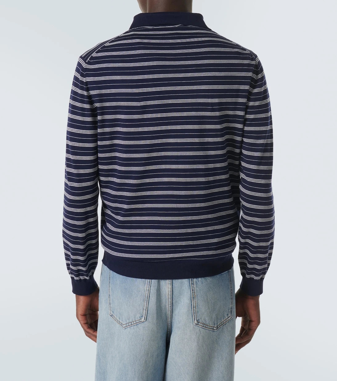 Miu Miu - Logo striped cotton-blend polo sweater