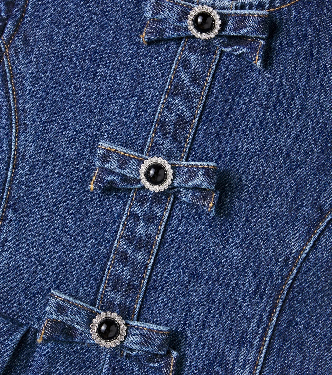 Self-Portrait Kids - Bow-detail denim dress