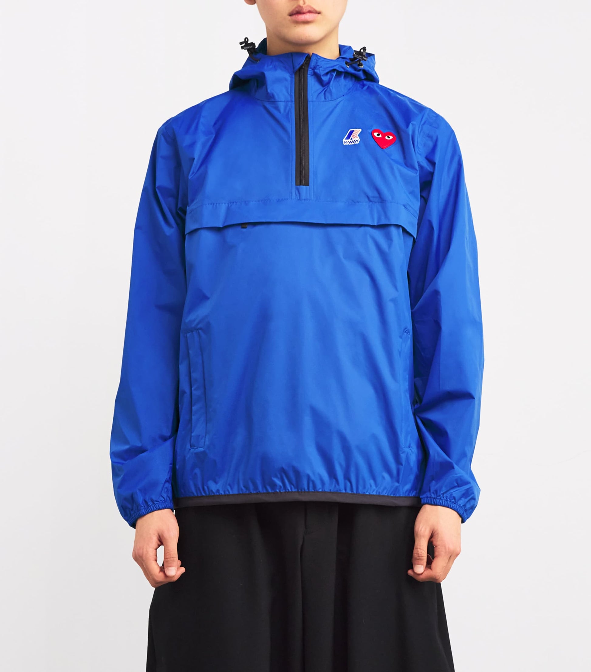 Comme Des Garçons Play Blue x K-Way Nylon Water-Resistant Half-Zip Jacket