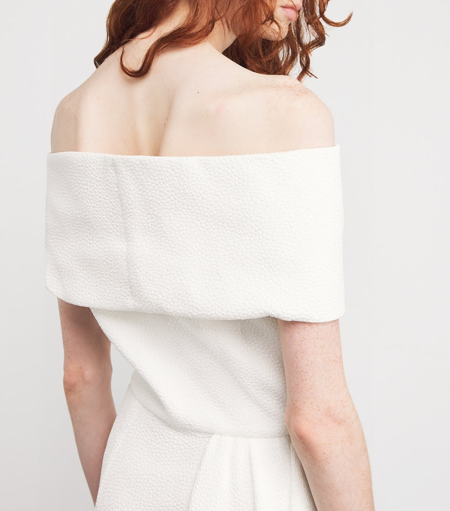 White Textured Philomela Midi Dress
