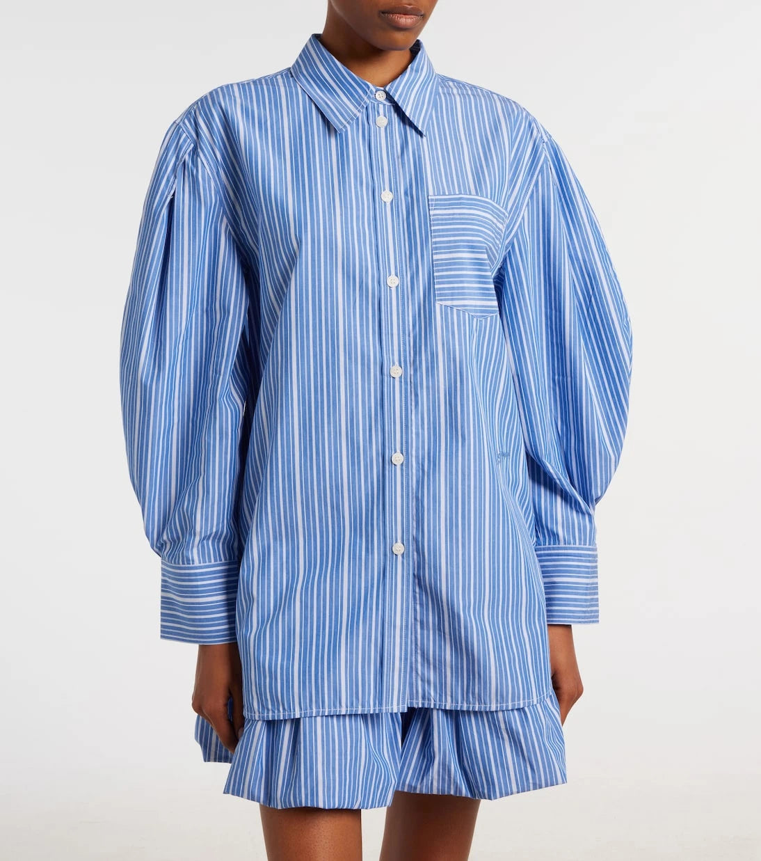 Ganni - Striped oversized cotton poplin shirt