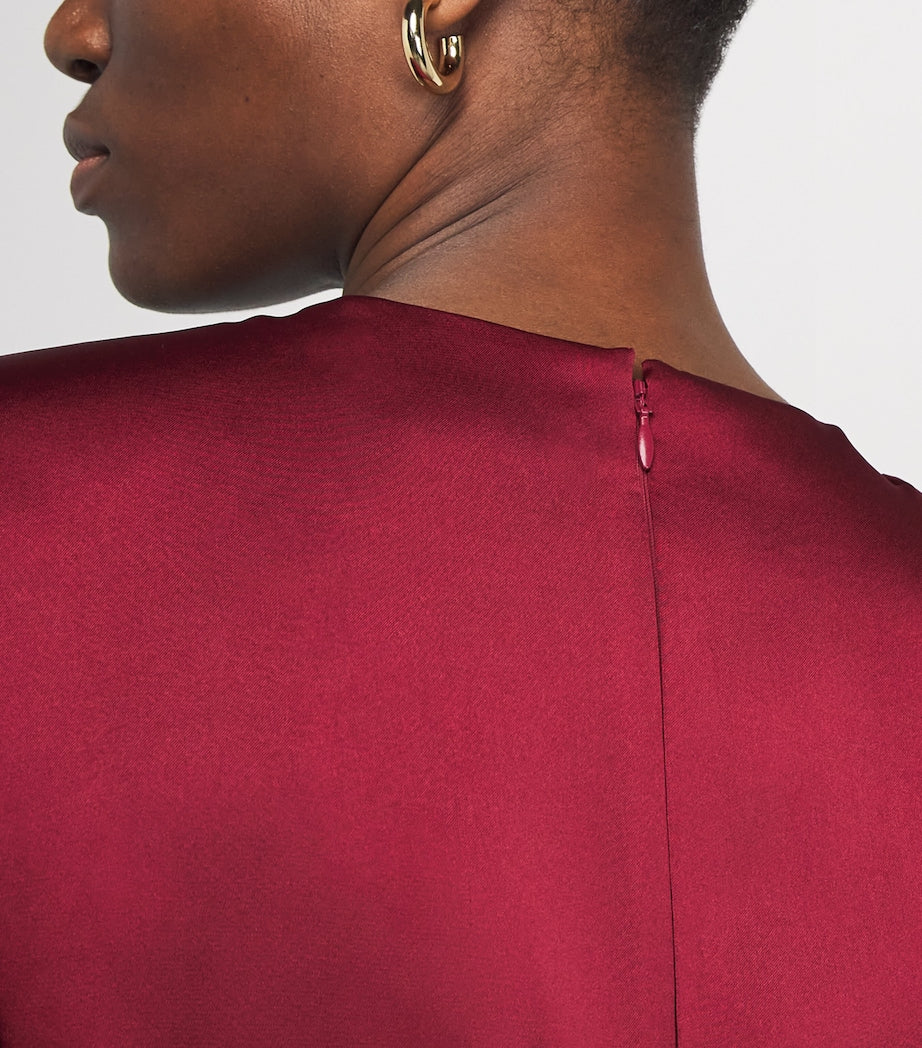 Sandro Paris Red Satin V-Neck Maxi Dress