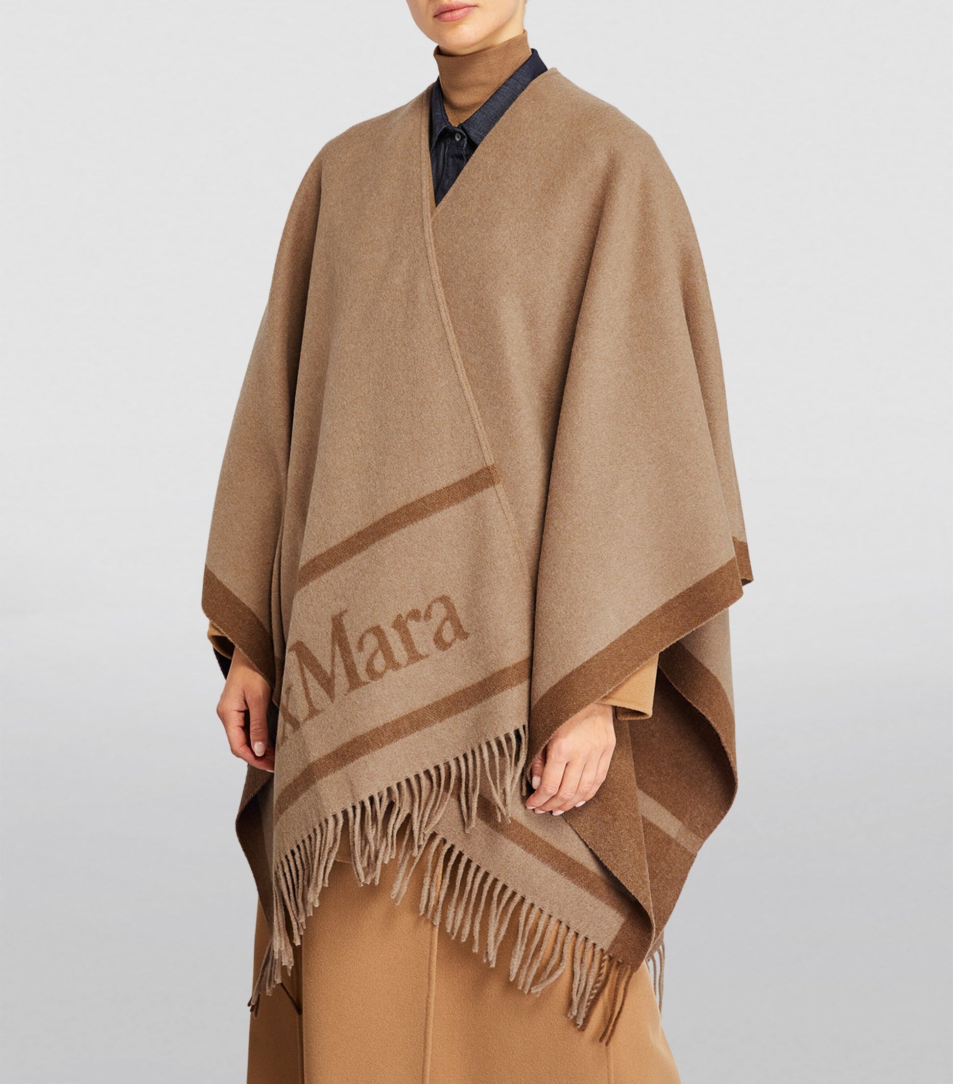 Beige Wool Jacquard Hilde Cape