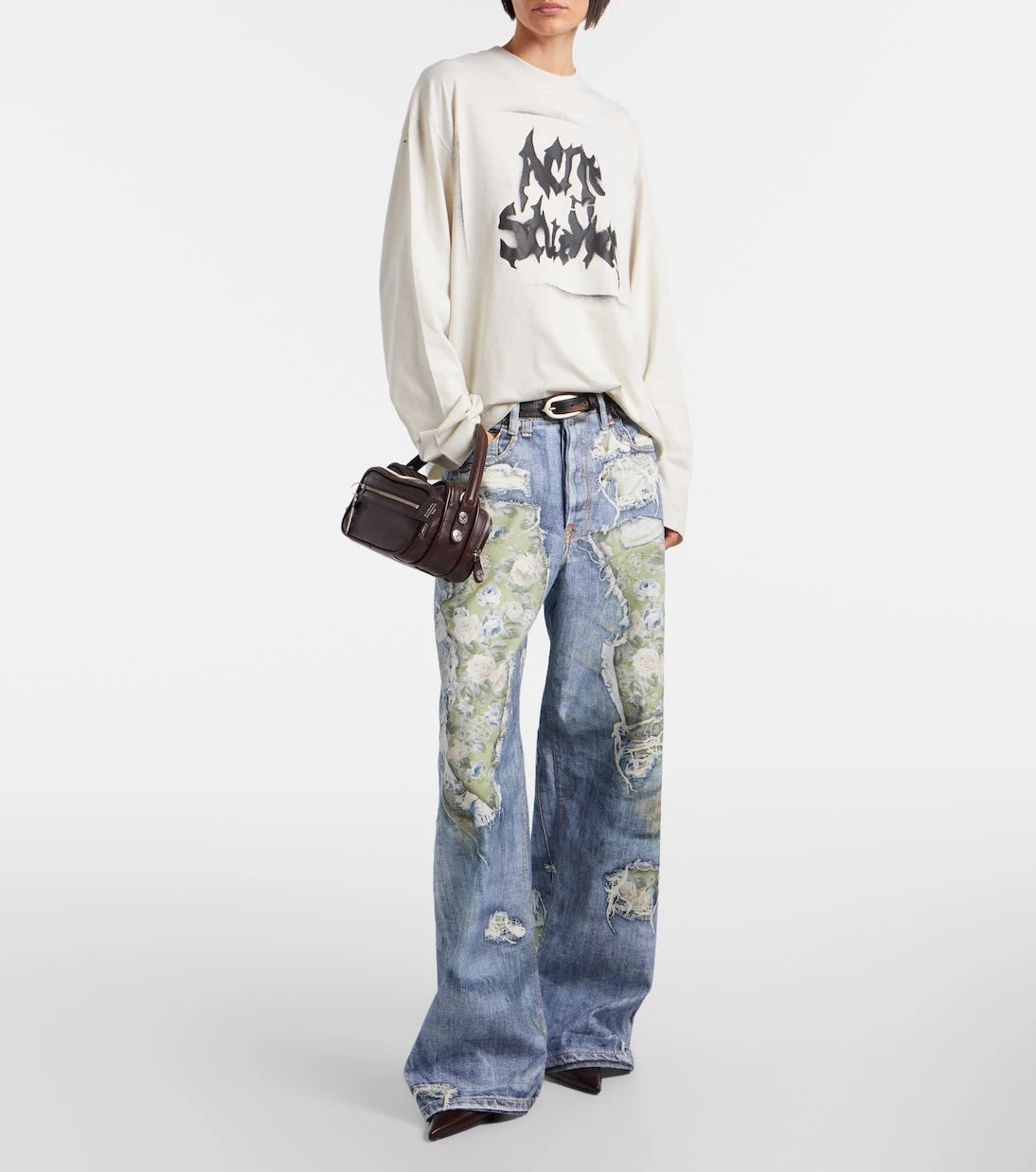Acne Studios - سويت شيرت من مزيج القطن والجرسي بشعار العلامة