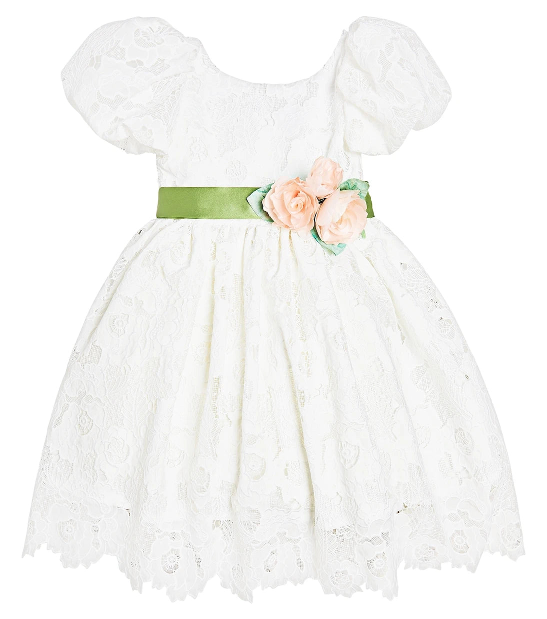 Monnalisa - Veronica Pizzo puff-sleeve dress