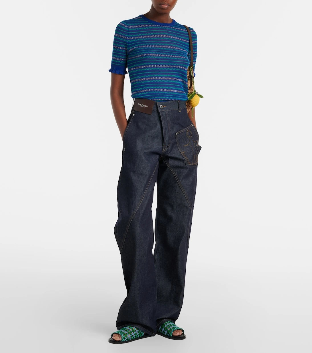 JW Anderson - Embroidered high-rise straight jeans