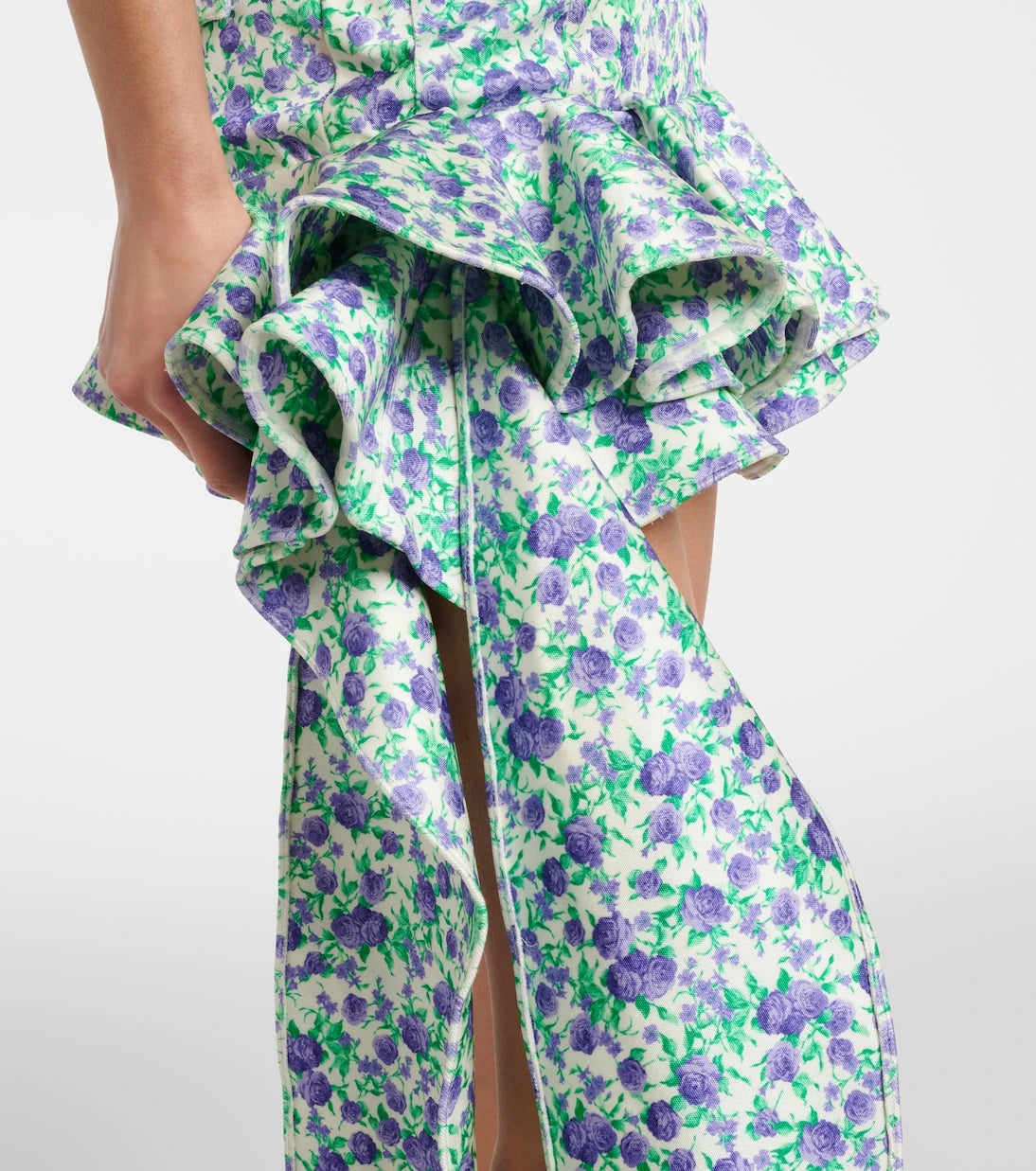 Rabanne - Ruffled floral jersey miniskirt