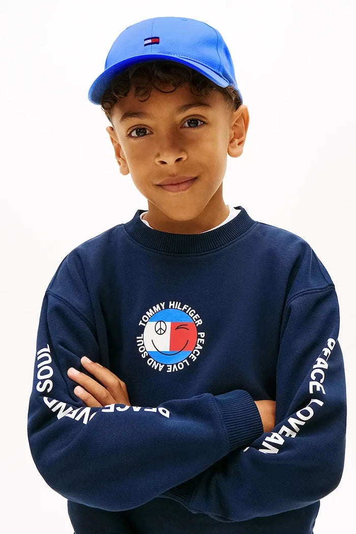 Tommy Hilfiger çocuk pamuklu siperlikli şapka