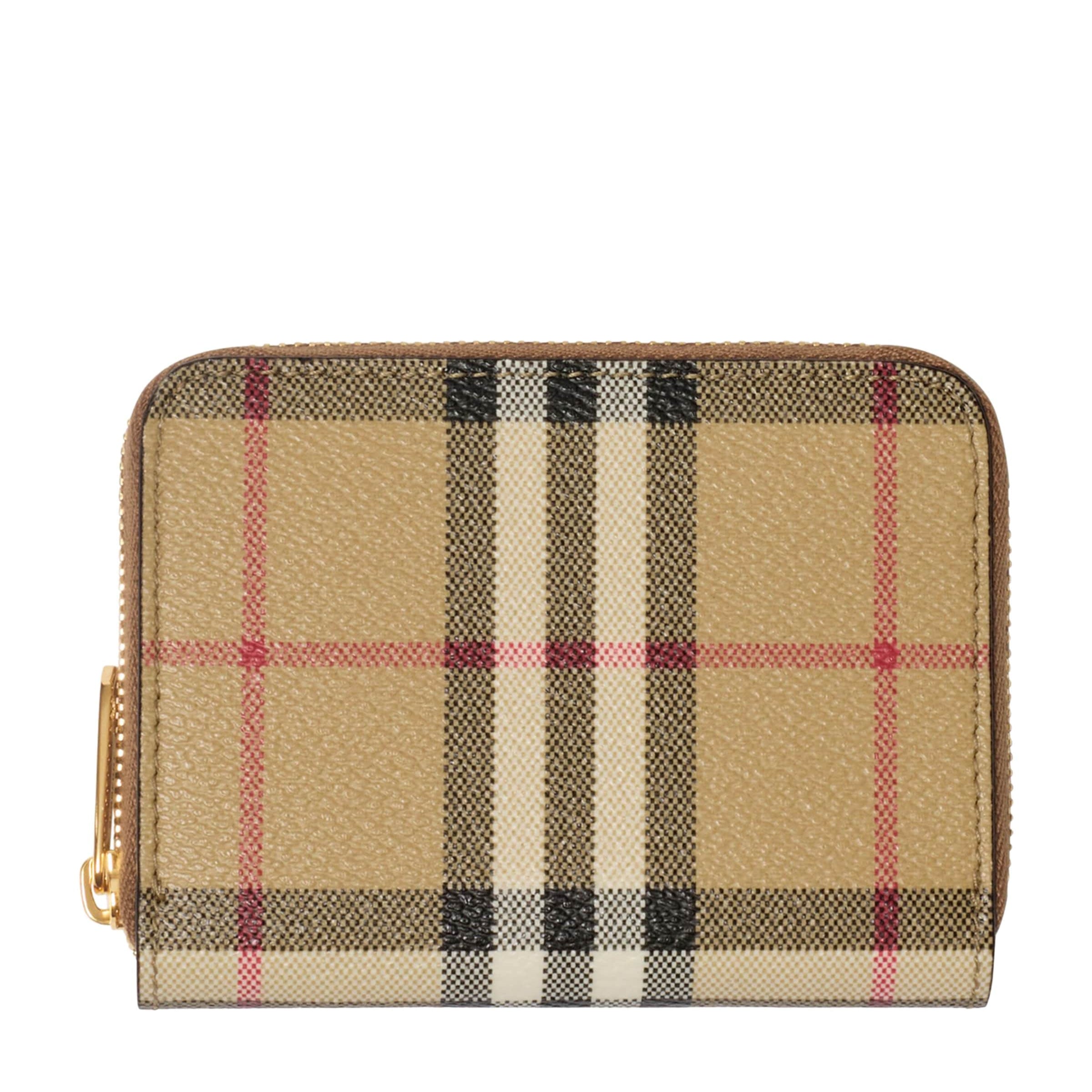 Brown Check Zip Card Holder