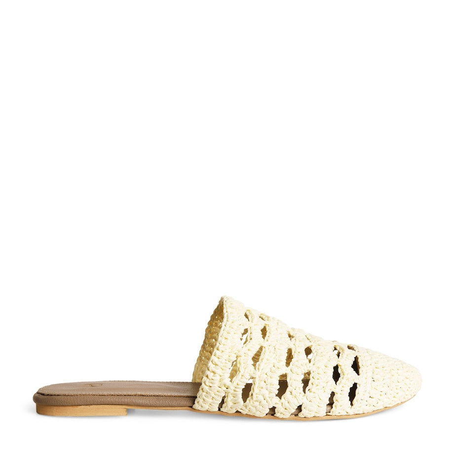 RAMLA Beige Raffia Mules