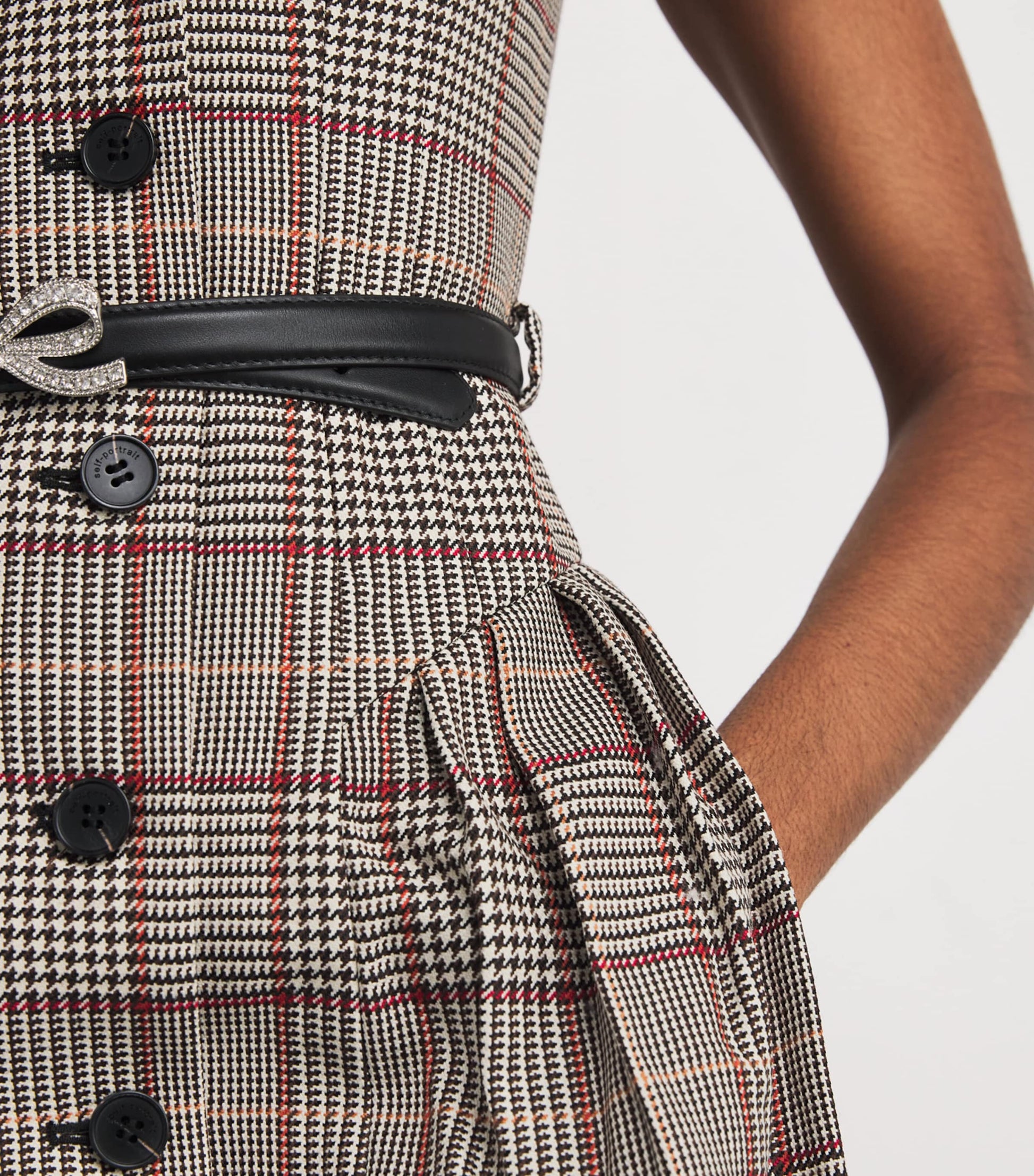 Self-Portrait Brown Houndstooth Mini Dress
