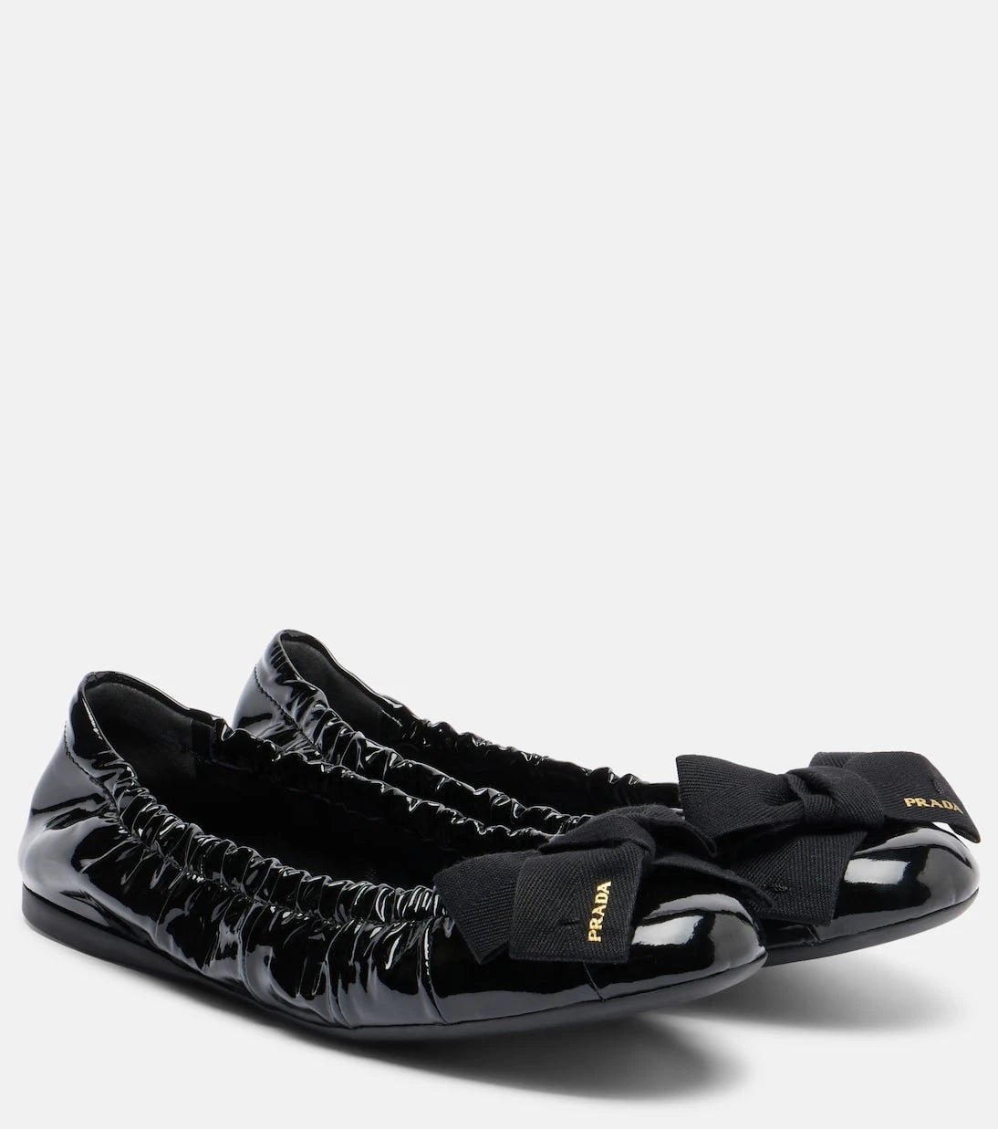Prada - Bow-detail patent leather ballet flats