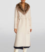 Beige Wool-Cashmere Sable-Trim Coat