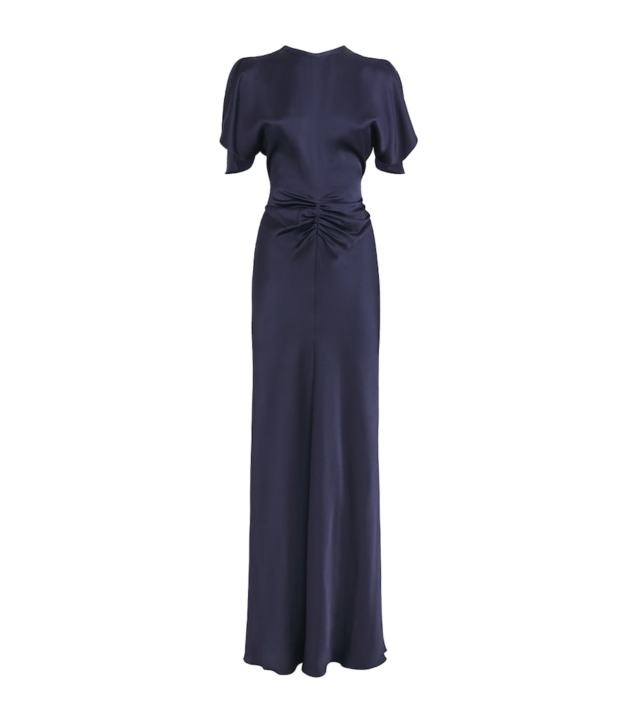 Victoria Beckham Navy Gathered-Waist Maxi Dress