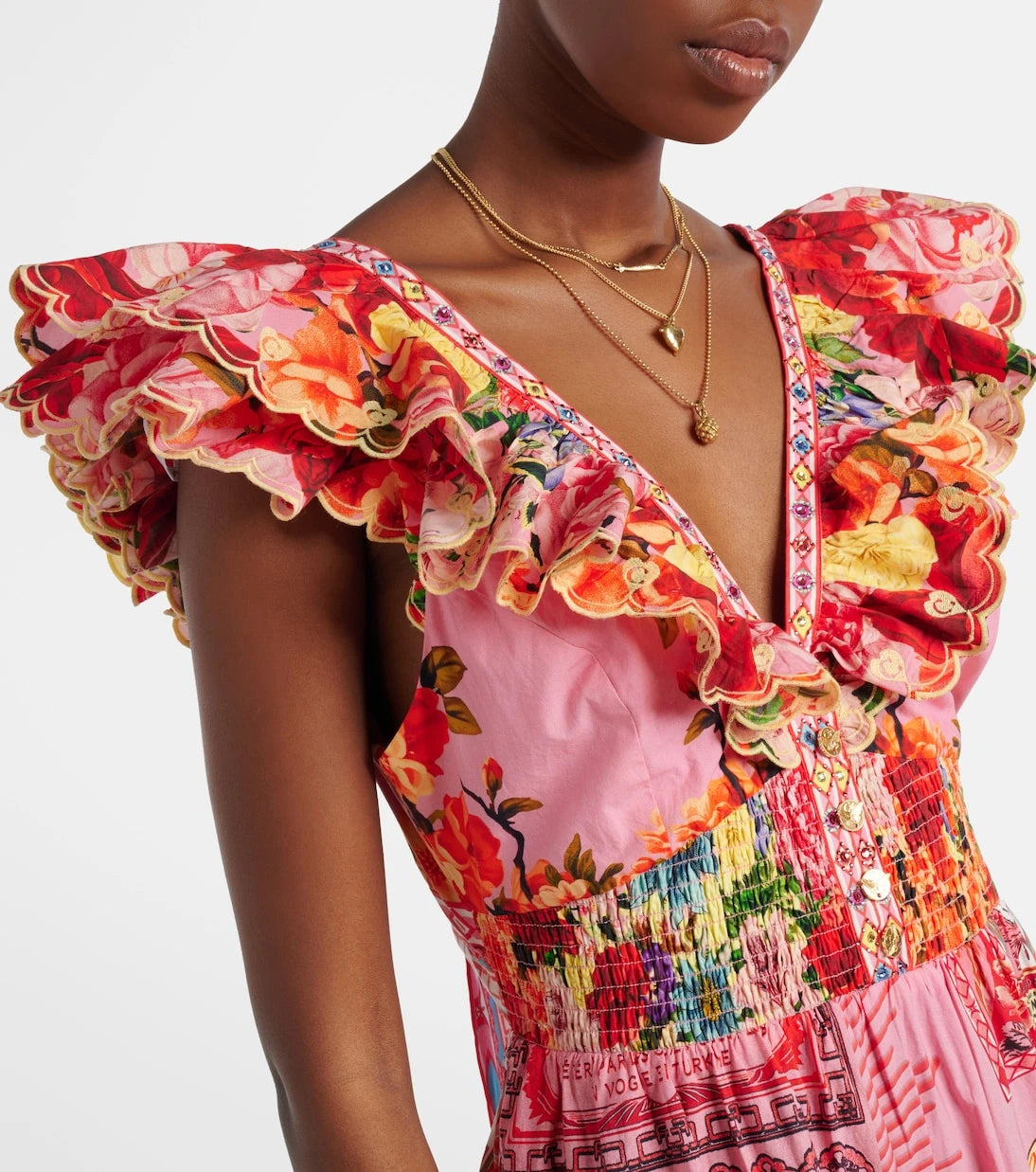 Camilla - Collage Kingdom tiered cotton maxi dress